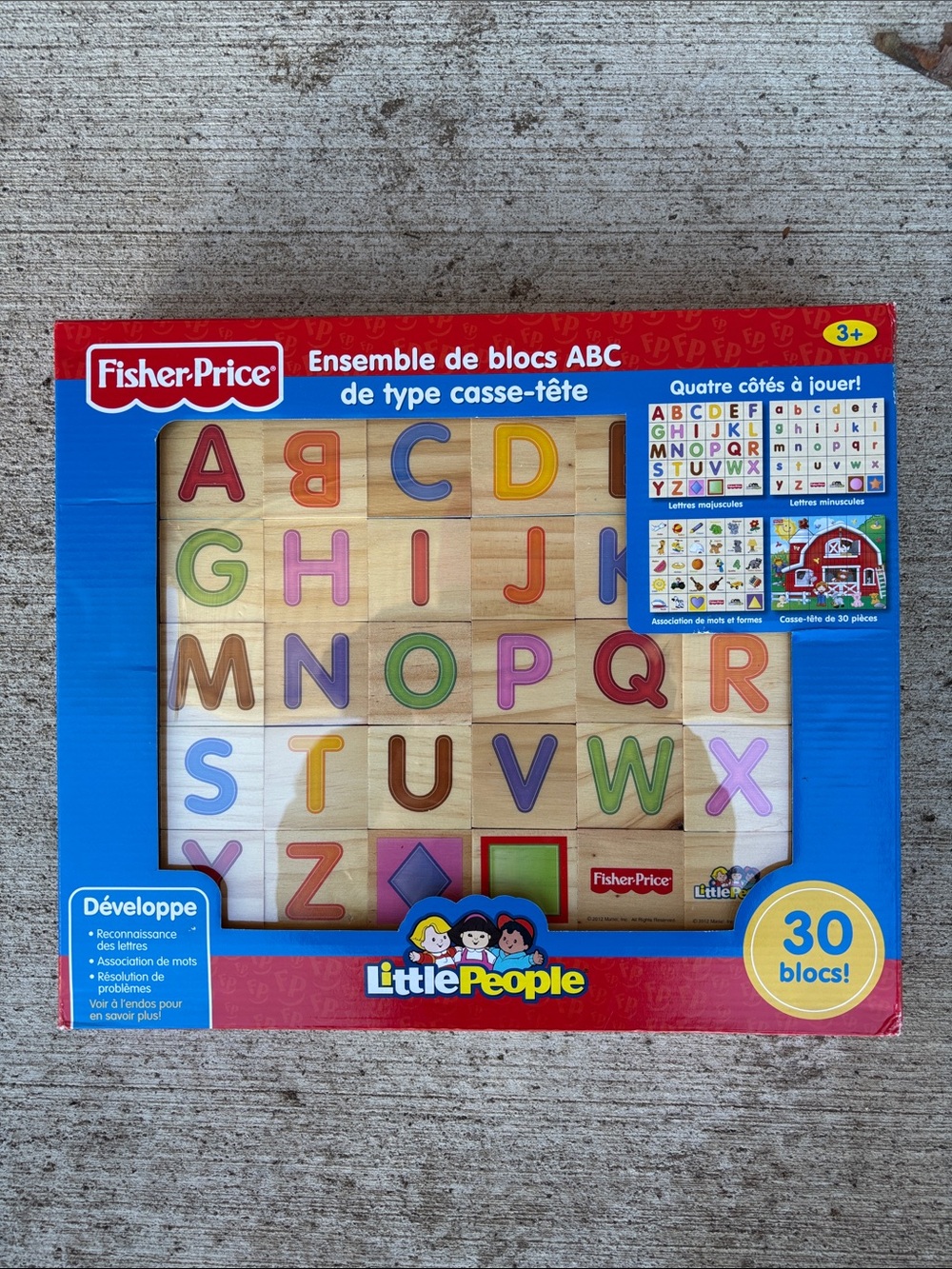 FRENCH Fisher-Price Little People ABC Wooden Block Set